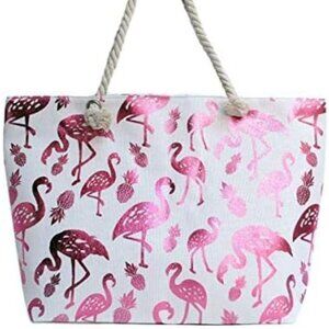 Pink flamingo beach bag